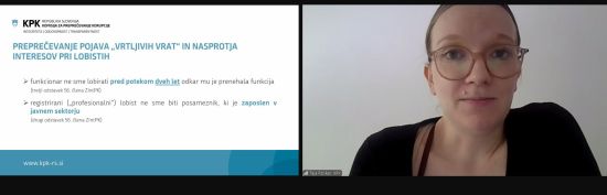 Teja Roškar med usposabljanjem o lobiranju