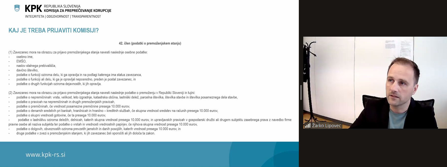 Usposabljanje za zavezance za prijavo premoženjskega stanja