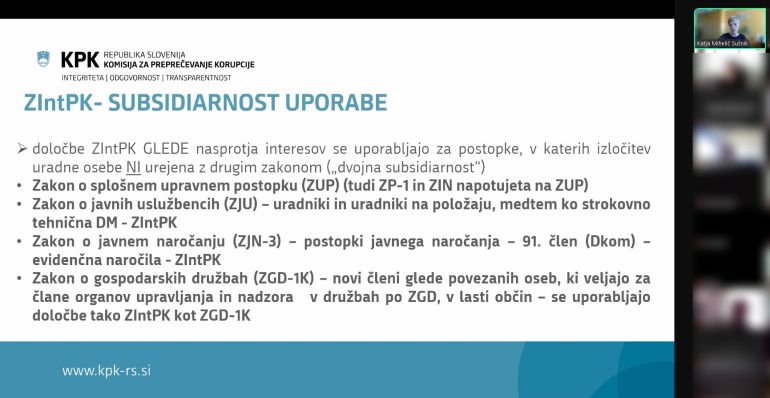 Posnetek zaslona spletnega usposabljanja