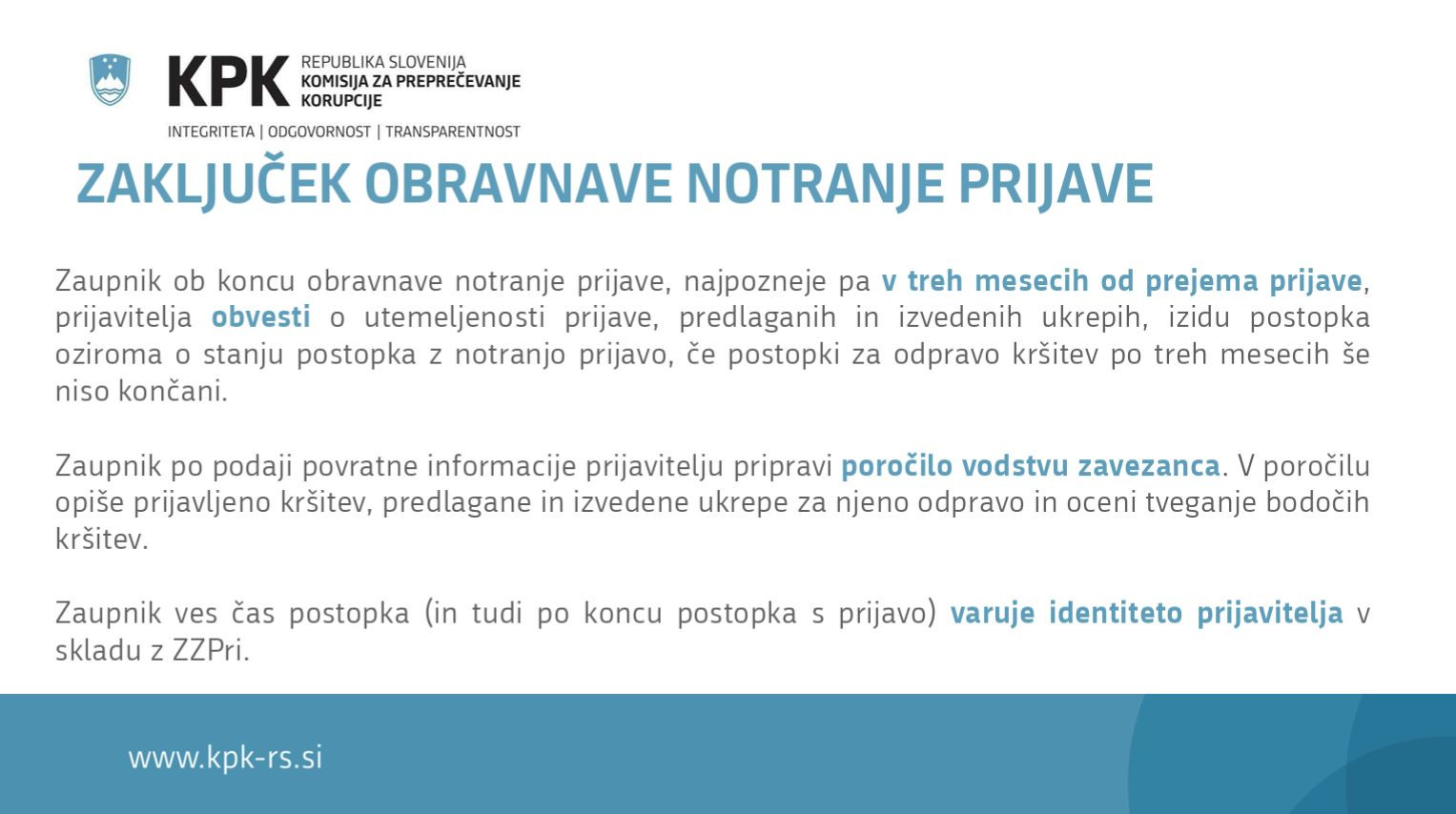 Pirjevec je je predstavil tudi potek obravnave prijave in obveščanja prijavitelja
