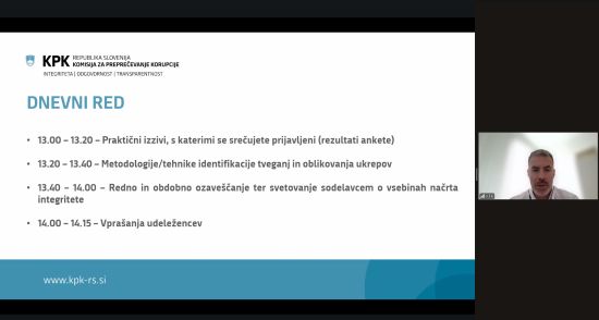 Posnetek zaslona med usposabljanjem o NČI