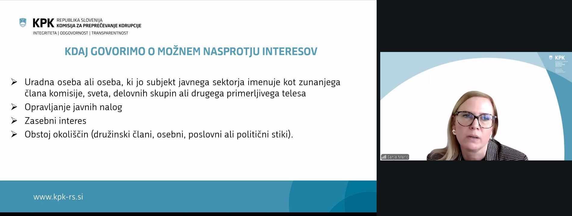 Sanja Marić o nasprotju interesov