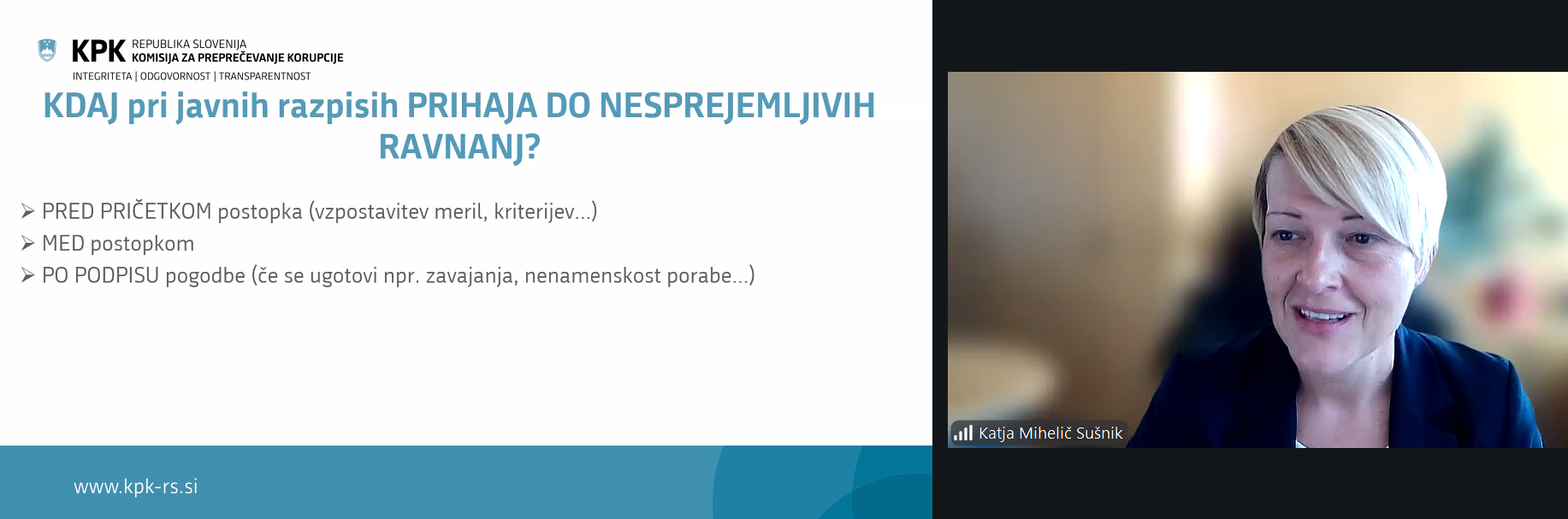 Katja Mihelič Sušnik med usposabljanjem