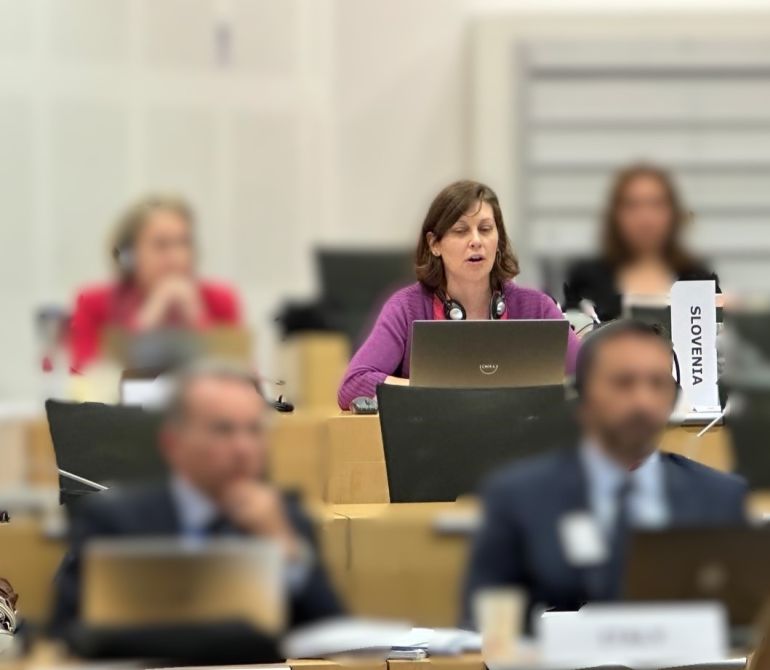 mag. Vita Habjan Barborič, Vodja Centra za razvoj in preventivo Komisije za preprečevanje korupcije in članica Biroja GRECO, med zasedanjem