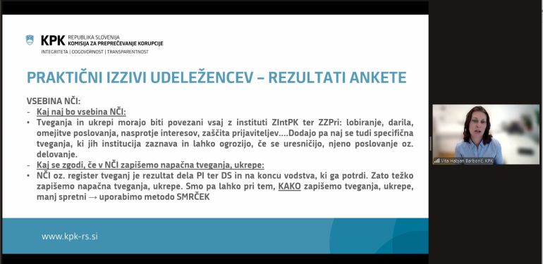 Posnetek zaslona spletnega usposabljanja o NČI (16. 9. 2025)