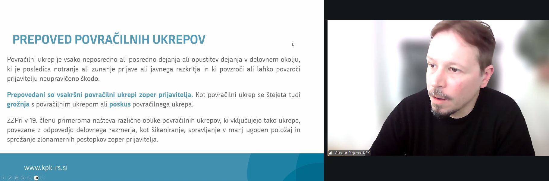 Gregor Pirjevec med spletnim usposabljanjem