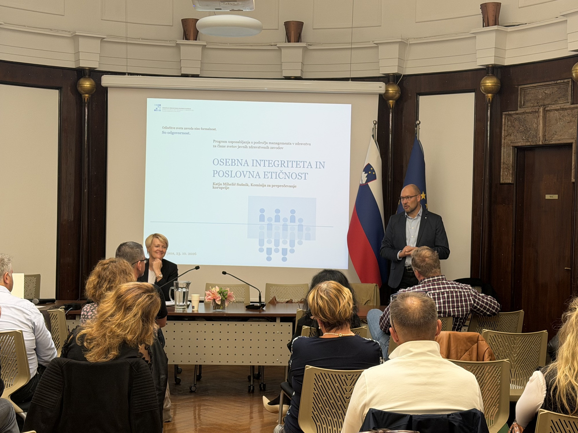 Udeležence usposabljanja je nagovoril tudi namestnik predsednice Komisije mag. Aleš Kocjan