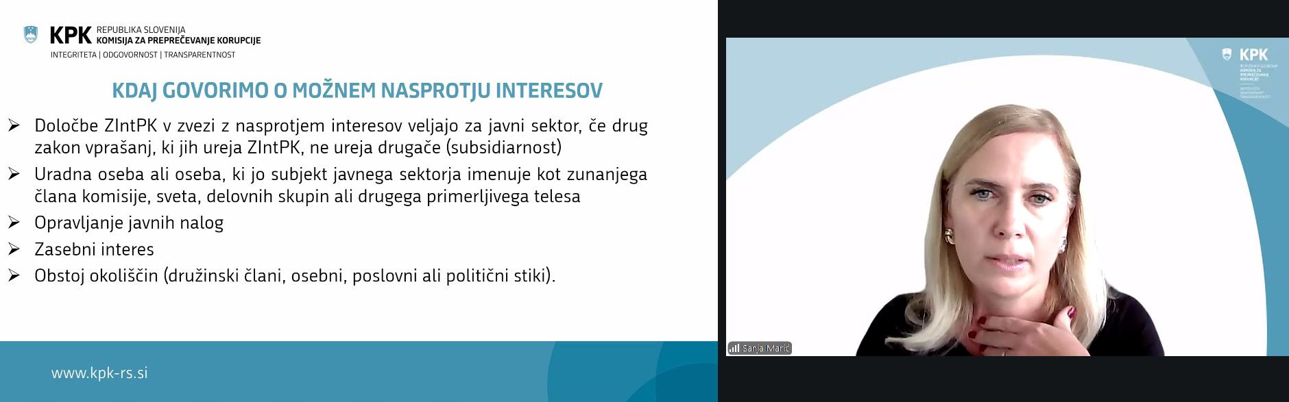 Sanja Marić med spletnim usposabljanjem